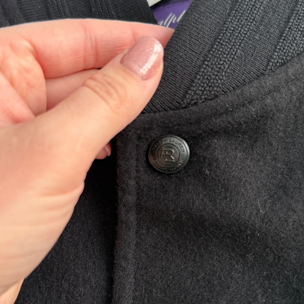‼️SOLD ‼️Ralph Lauren Men Yankees Cashmere Jacket Medium M Black Purple Labe - Picture 7 of 15
